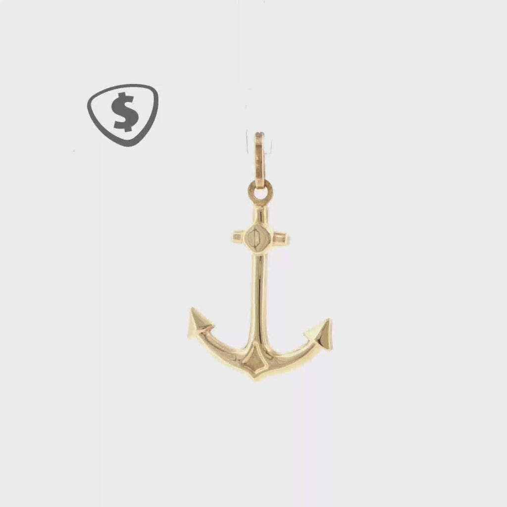 Polished 18ct Yellow Gold Anchor Motif Pendant