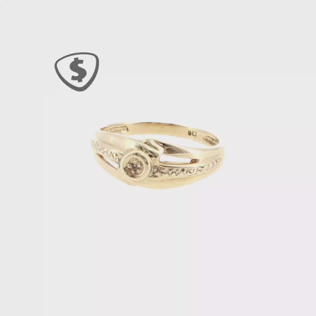 Diamond Solitaire Split Band Ring in 9ct Yellow Gold