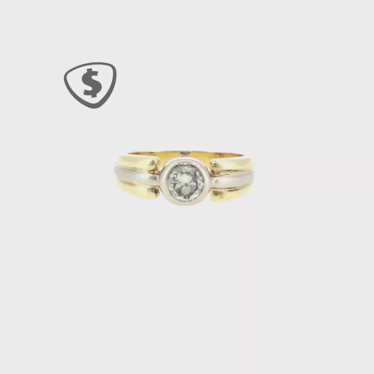 Two-Tone 18ct Yellow Gold Bezel Set Diamond Solitaire Ring