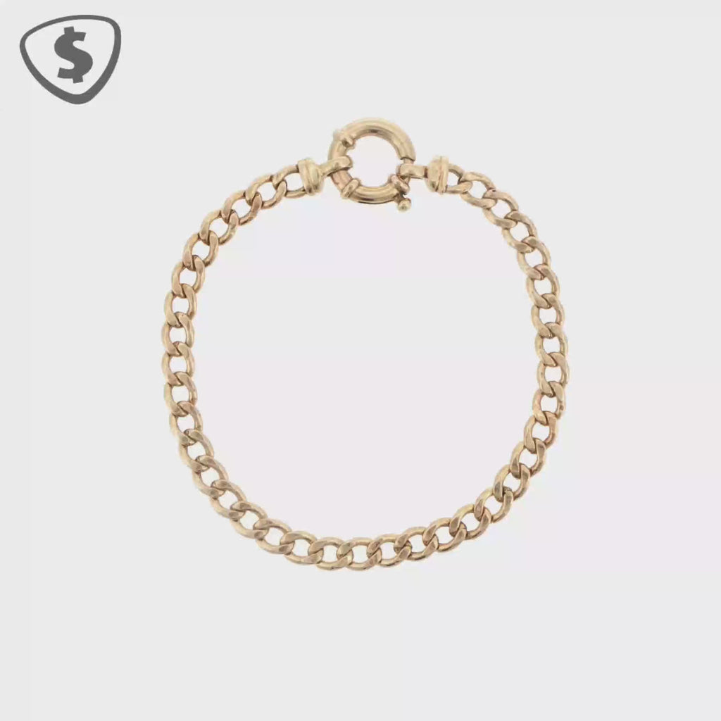 9ct Yellow Gold Curb Chain Bracelet with Bolt Ring Clasp