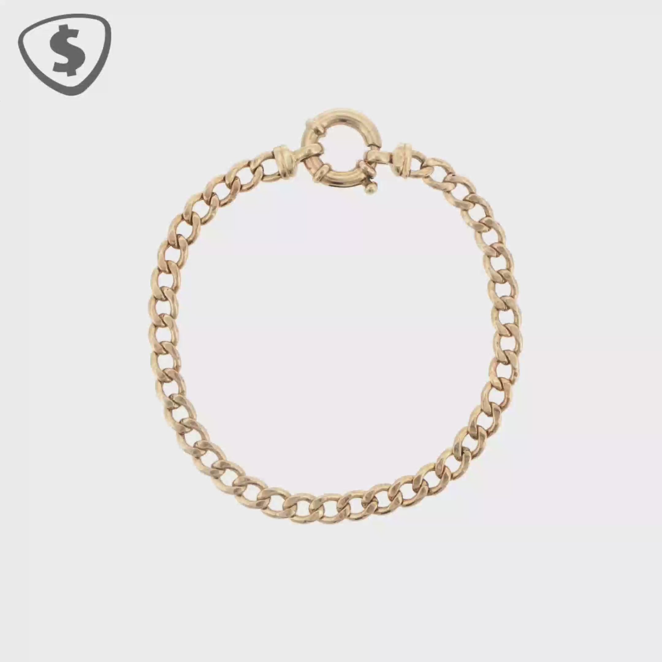 9ct Yellow Gold Curb Chain Bracelet with Bolt Ring Clasp