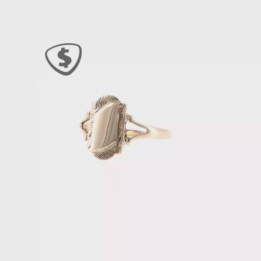 Vintage-Style 9ct Yellow Gold Signet Ring with Engraved Details