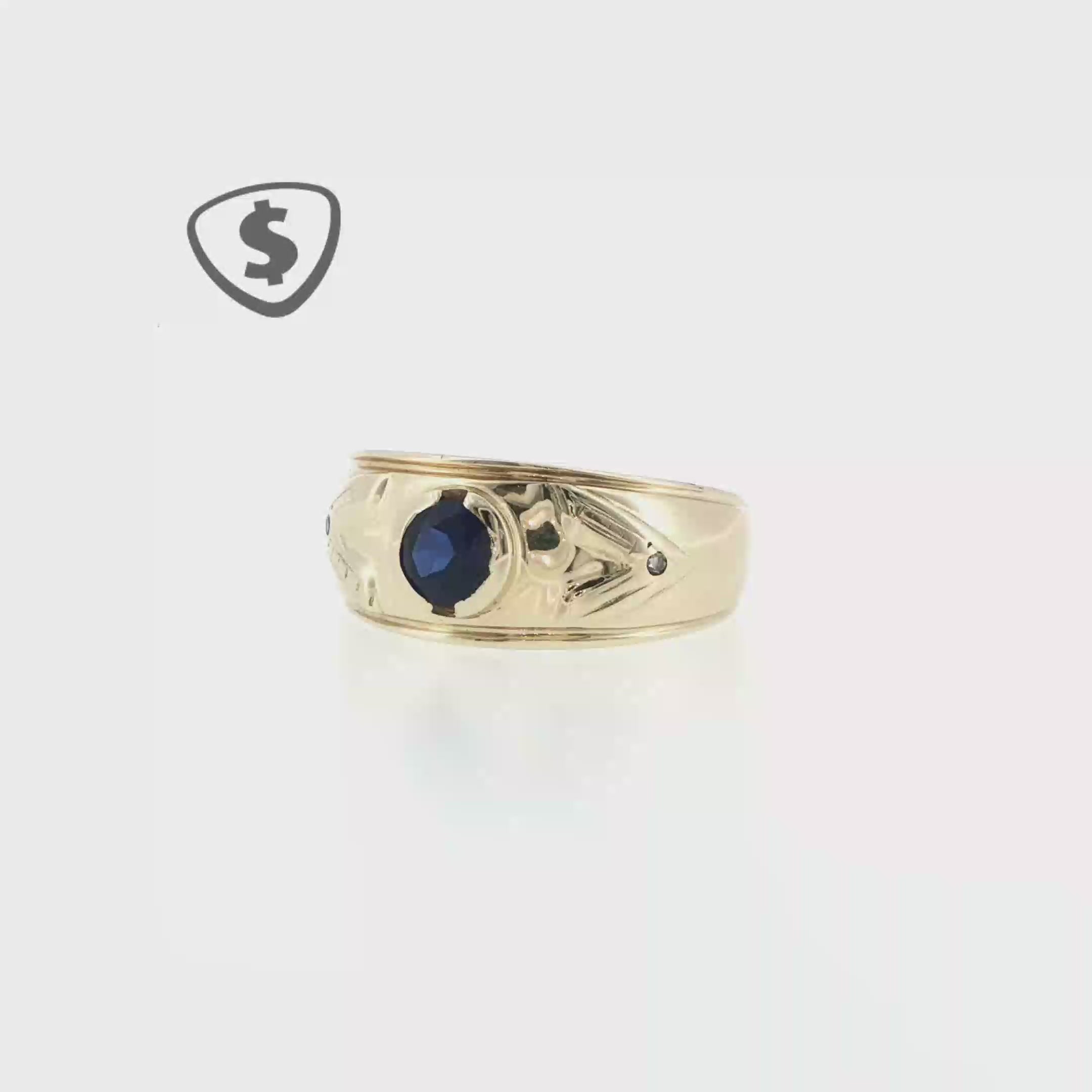 9ct Yellow Gold Royal Blue Sapphire Signet Ring