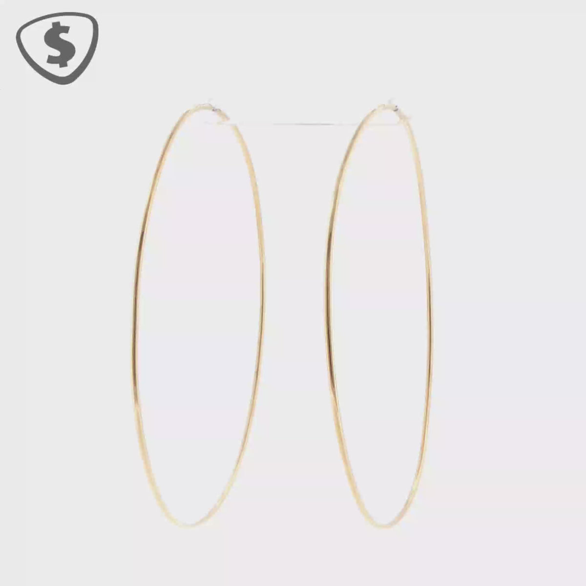 Large 18ct Yellow Gold Thin Hoop Earrings