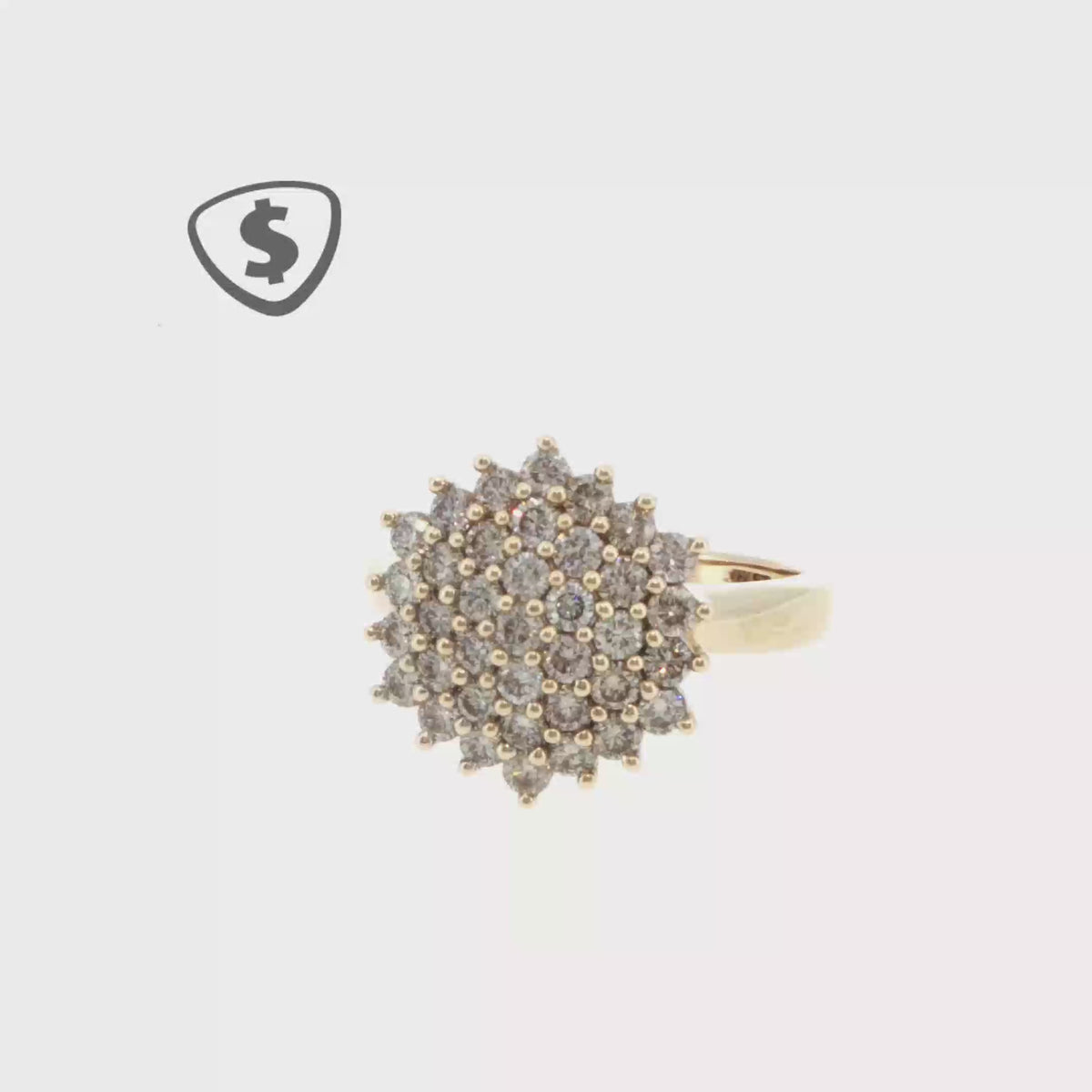 9ct Yellow Gold LAB Diamond Starburst Cocktail Ring