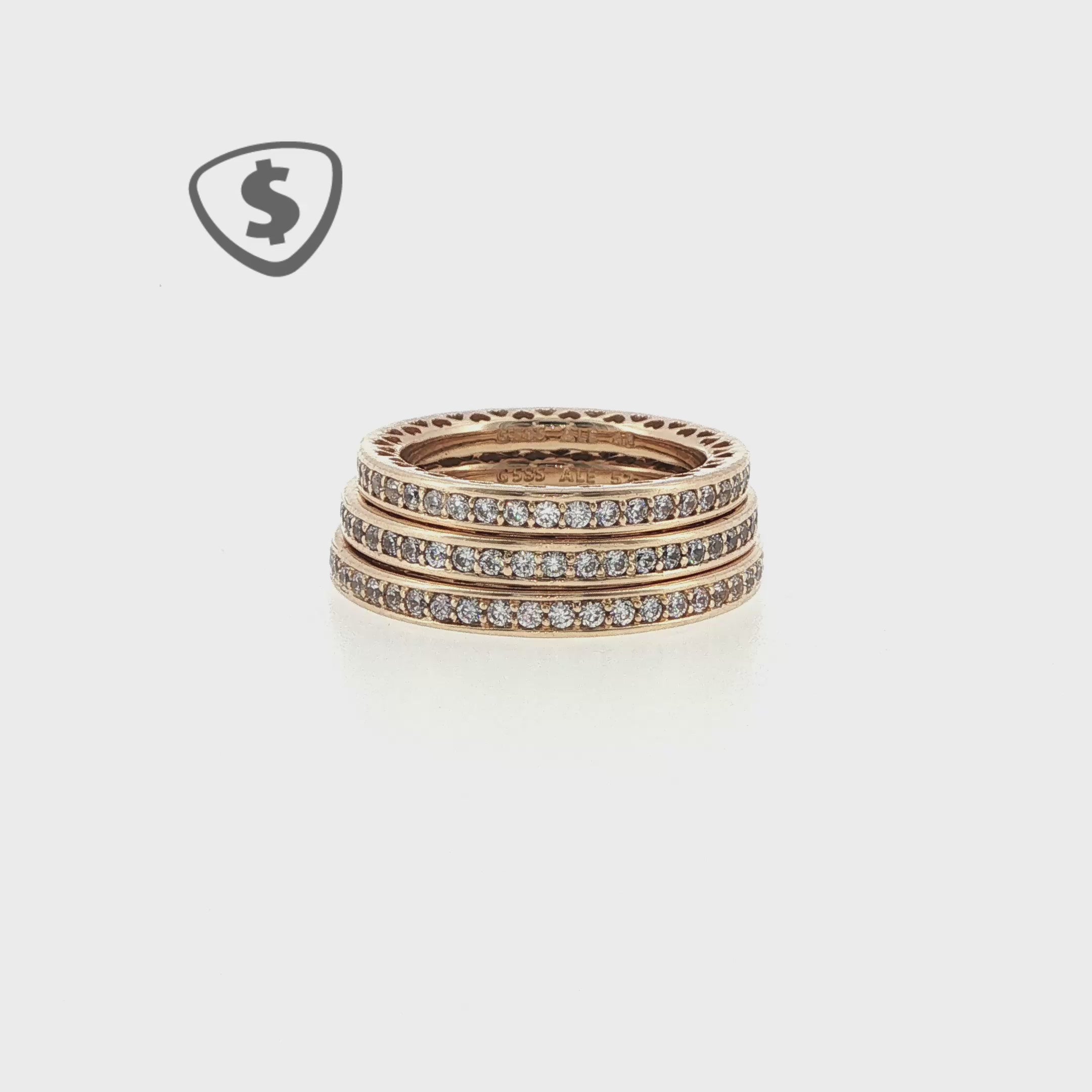 14ct Yellow Gold Diamond Stackable Eternity Rings