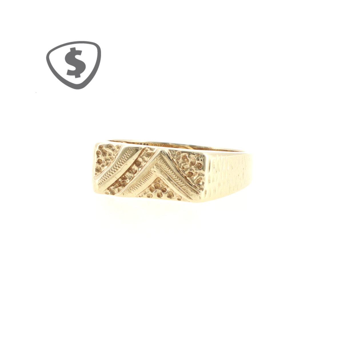 9ct Yellow Gold Textured Chevron Signet Ring