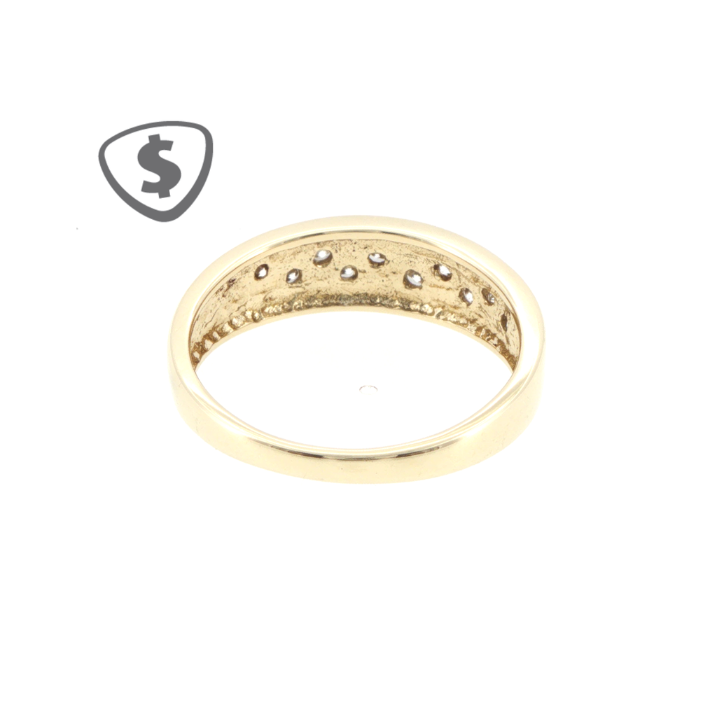 9ct Yellow Gold CZ Scattered Channel Band Ring