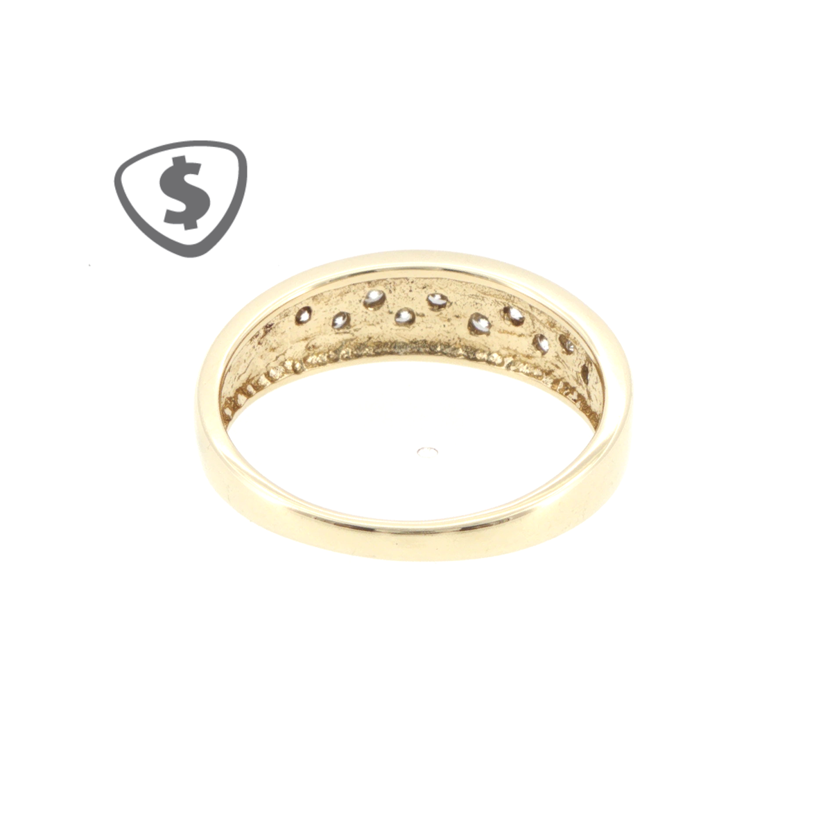 9ct Yellow Gold CZ Scattered Channel Band Ring