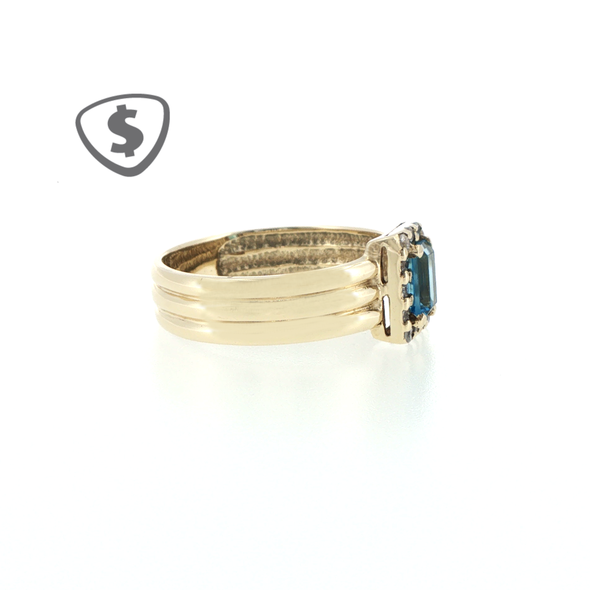 9ct Yellow Gold Blue Topaz Halo Cocktail Ring