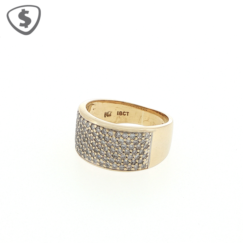 18ct Gold and Diamond Wide Band Ring