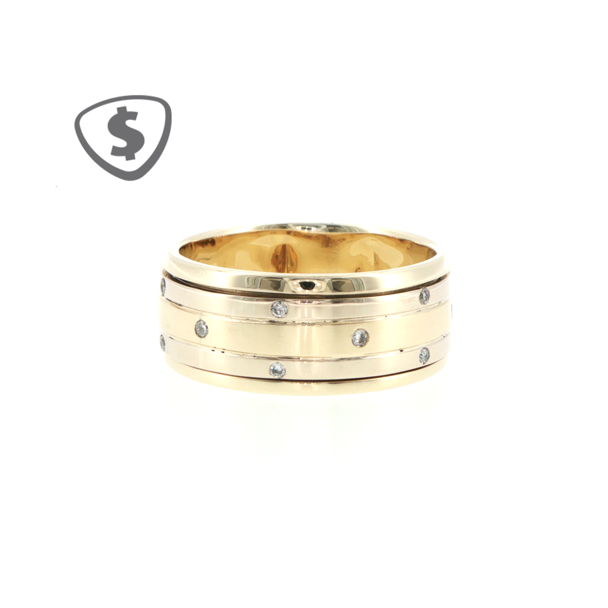 9ct Yellow Gold Diamond Accent Spinner Ring