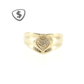 9ct Yellow Gold Diamond Heart Motif Ring