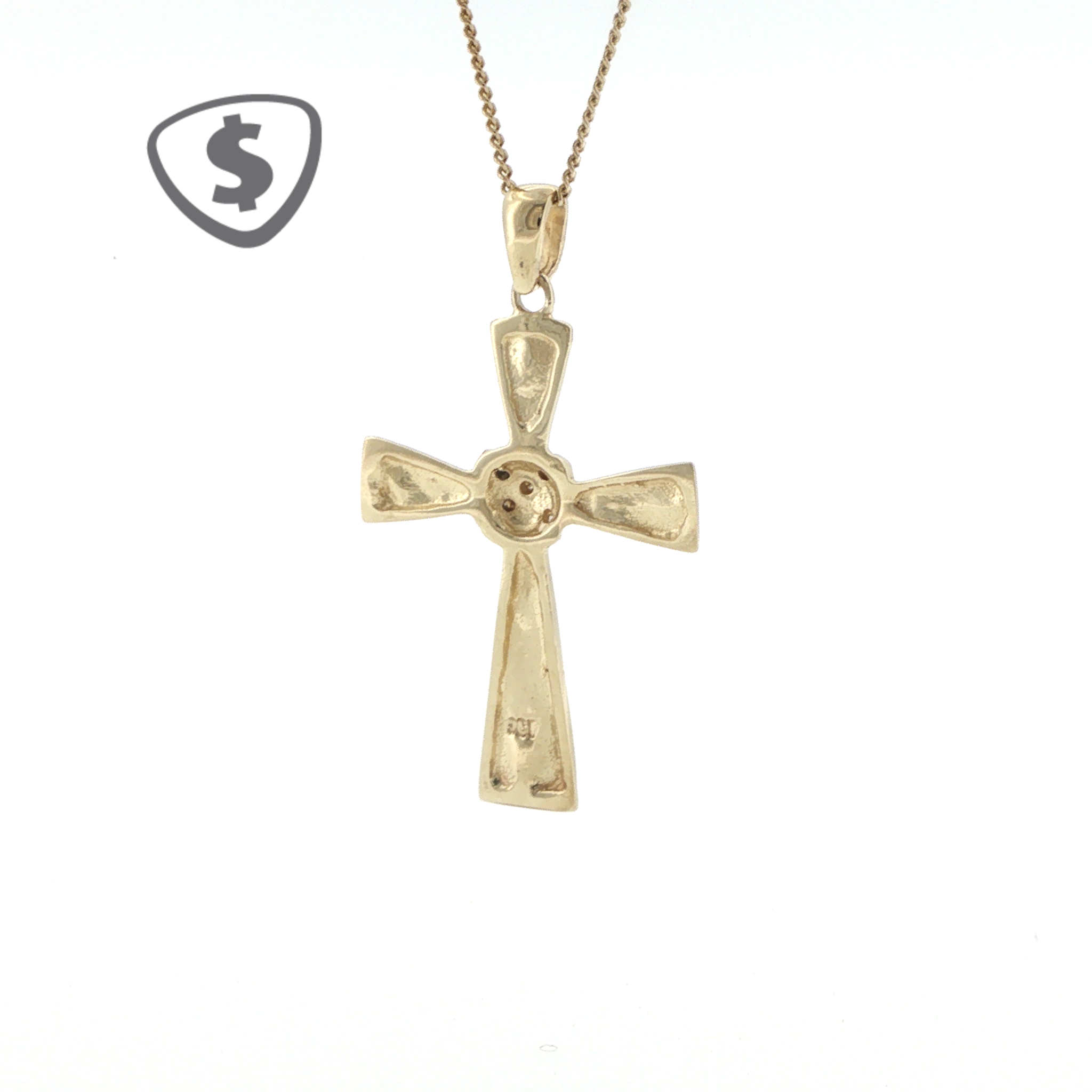 9ct Yellow Gold Flared Cross Pendant Necklace