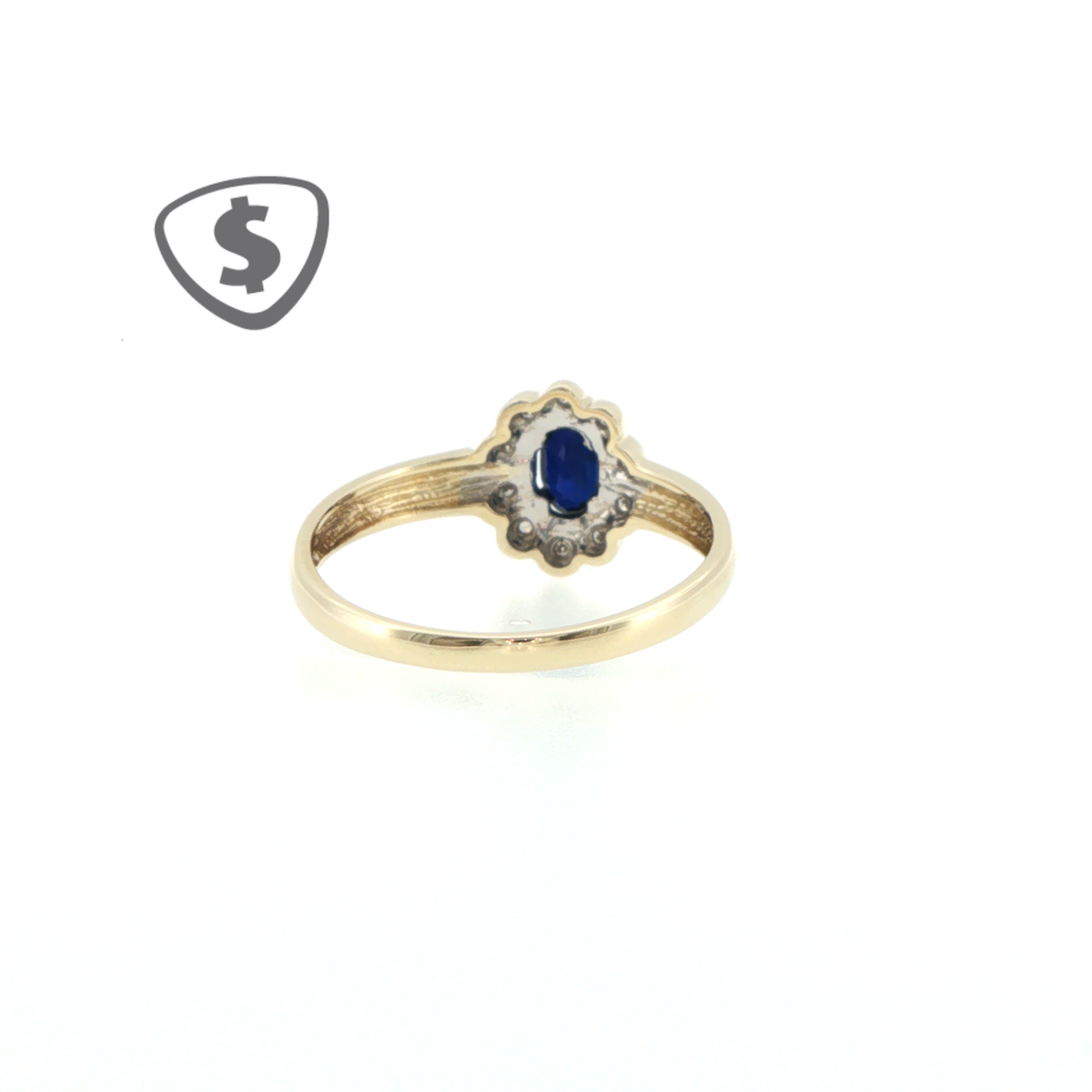 9ct Yellow Gold Royal Blue Sapphire Floral Halo Cocktail Ring
