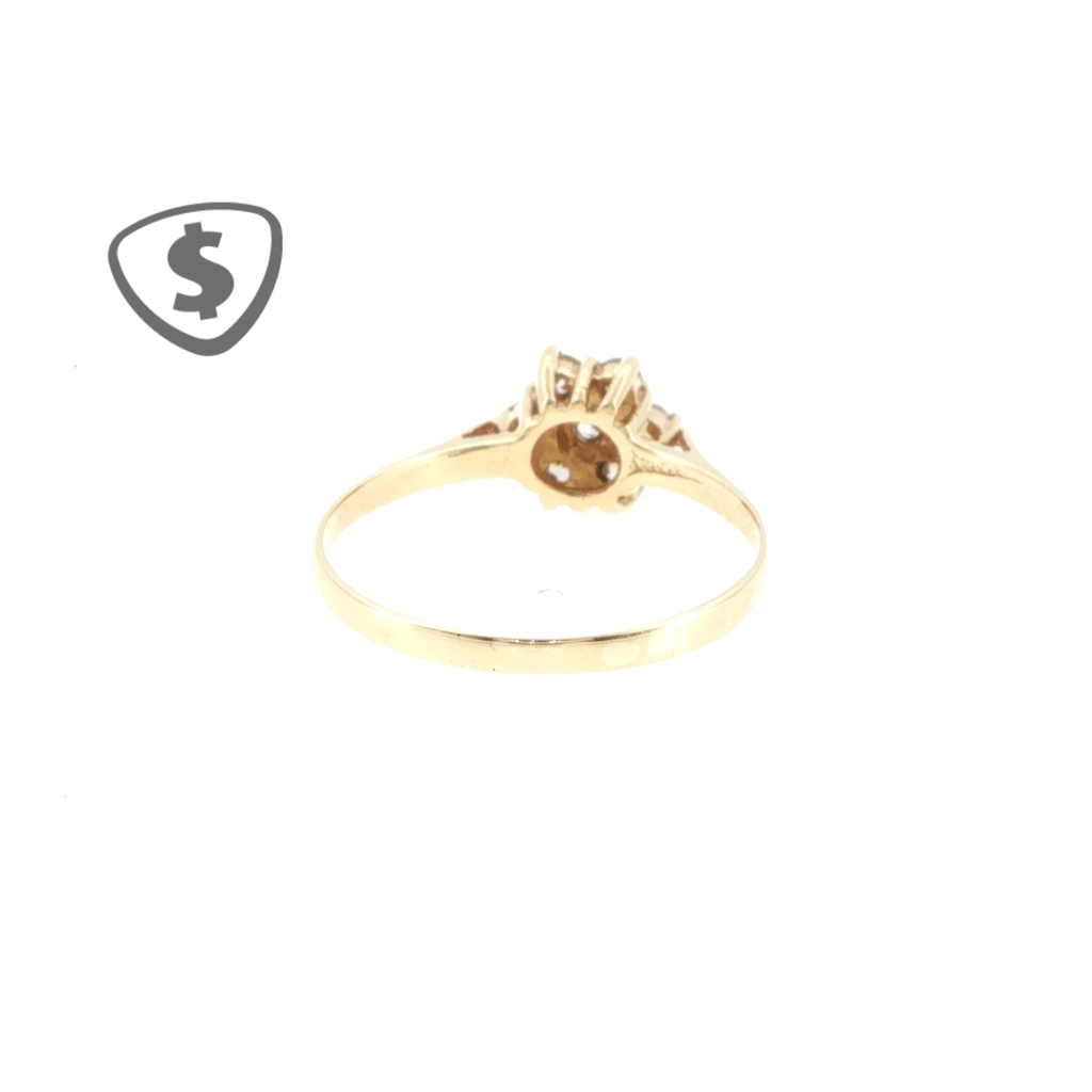 9ct Yellow Gold CZ Floral Cluster Ring