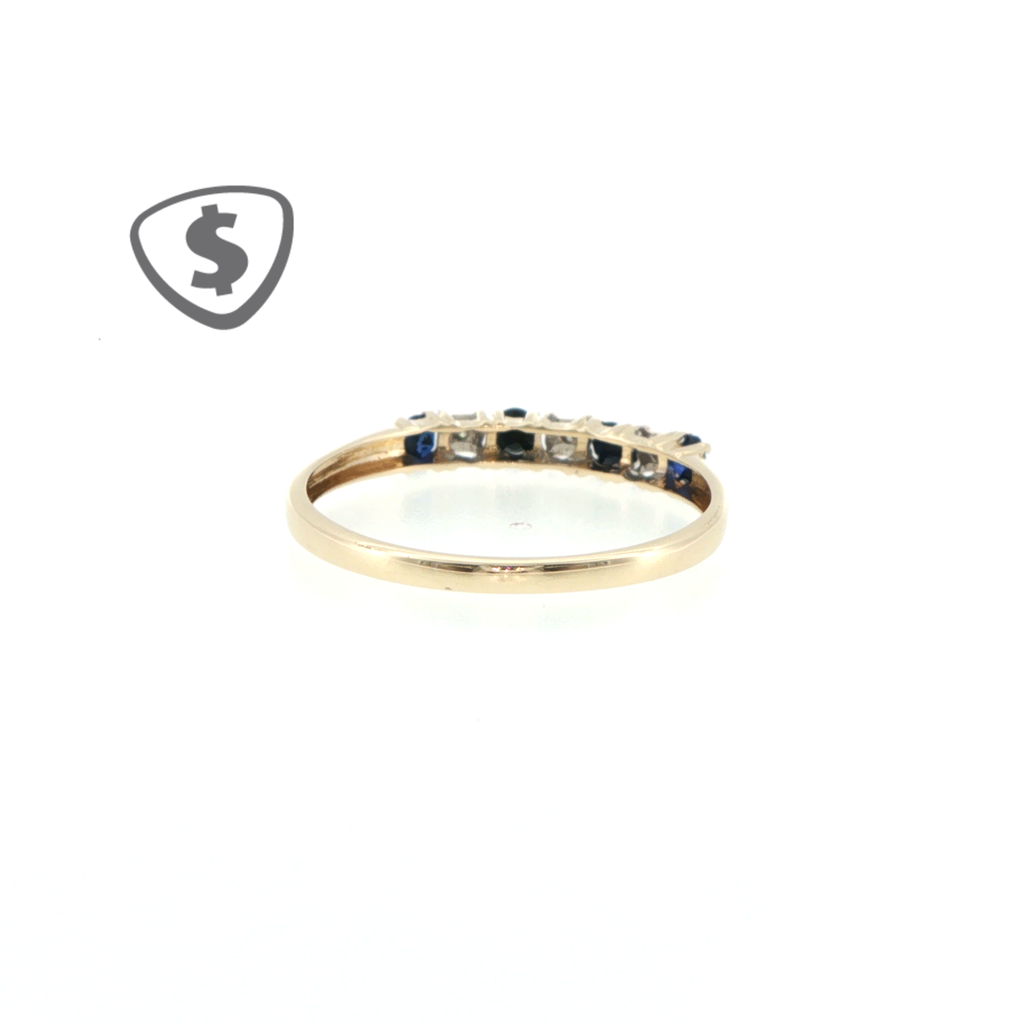 9ct Yellow Gold Multi-Stone Deep Blue Sapphire Ring