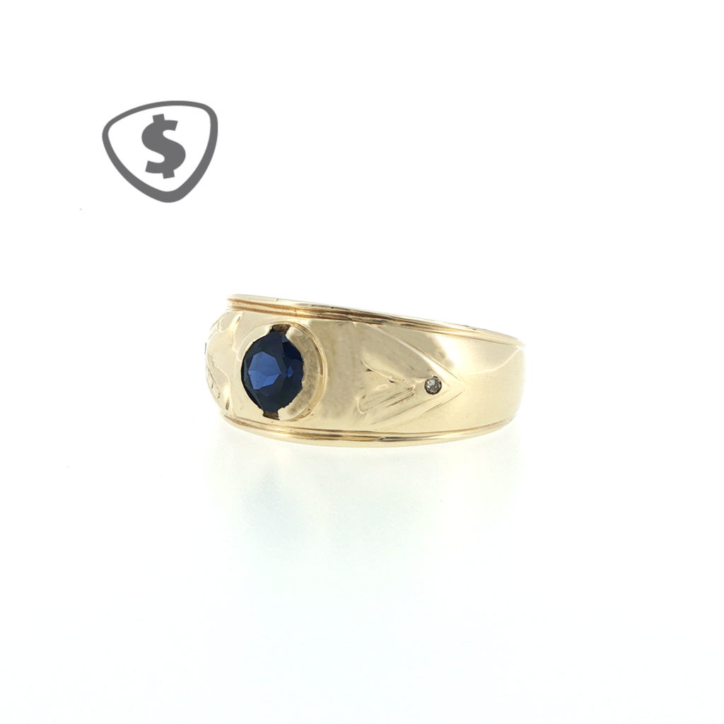 9ct Yellow Gold Royal Blue Sapphire Signet Ring