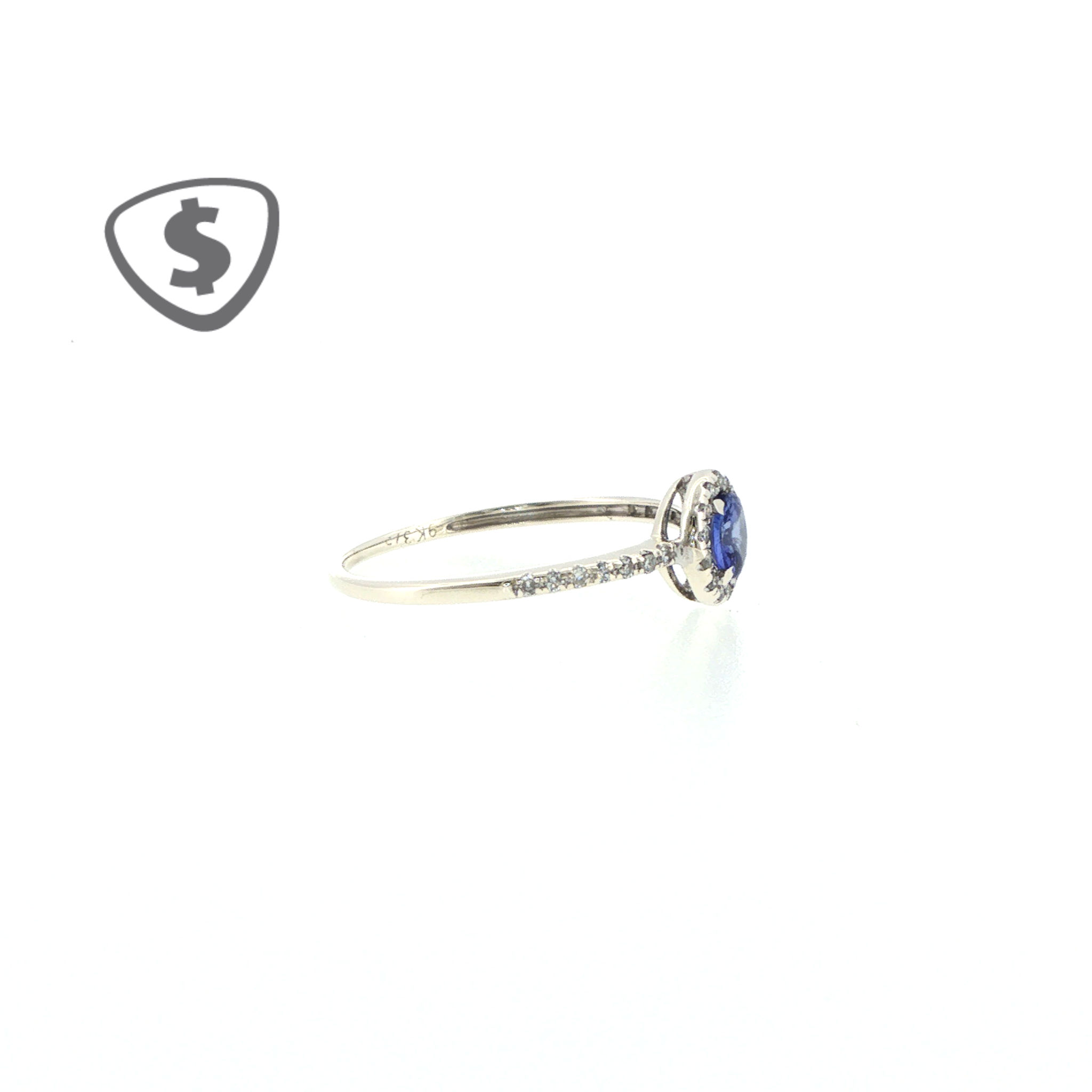 9ct White Gold Blue Cubic Zirconia Halo Ring